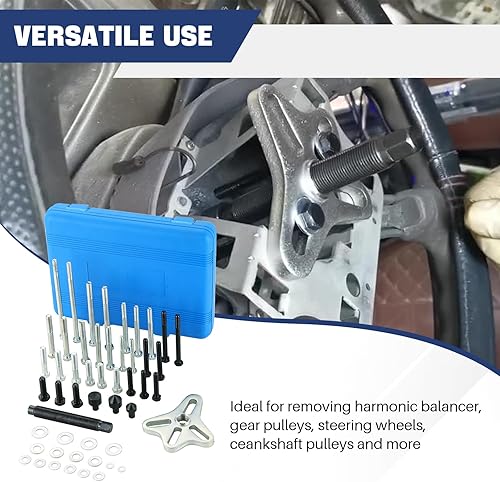 Miniatura 15 de DASBET Juego de 46 extractores de equilibrador armónico, kit de extractor de volante, polea de cigüeñal, poleas y engranajes para la mayoría