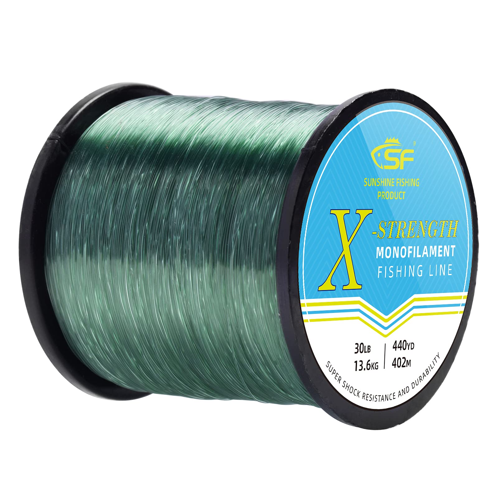 SF Monofilament Fishing Line Premium Spool Strong Mono Nylon Material Leader Line Low-Vis Green 30LB — image 1