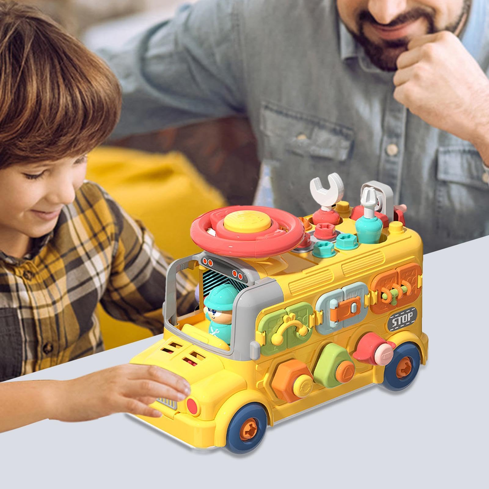 Cubo Occupato, cubo di attività per Bambini | Cubo da Viaggio | sensoriale a Forma di Autobus per Bambini,Giocattolo per seggiolino Auto da Viaggio, cubo di attività, Giocattoli sensoriali