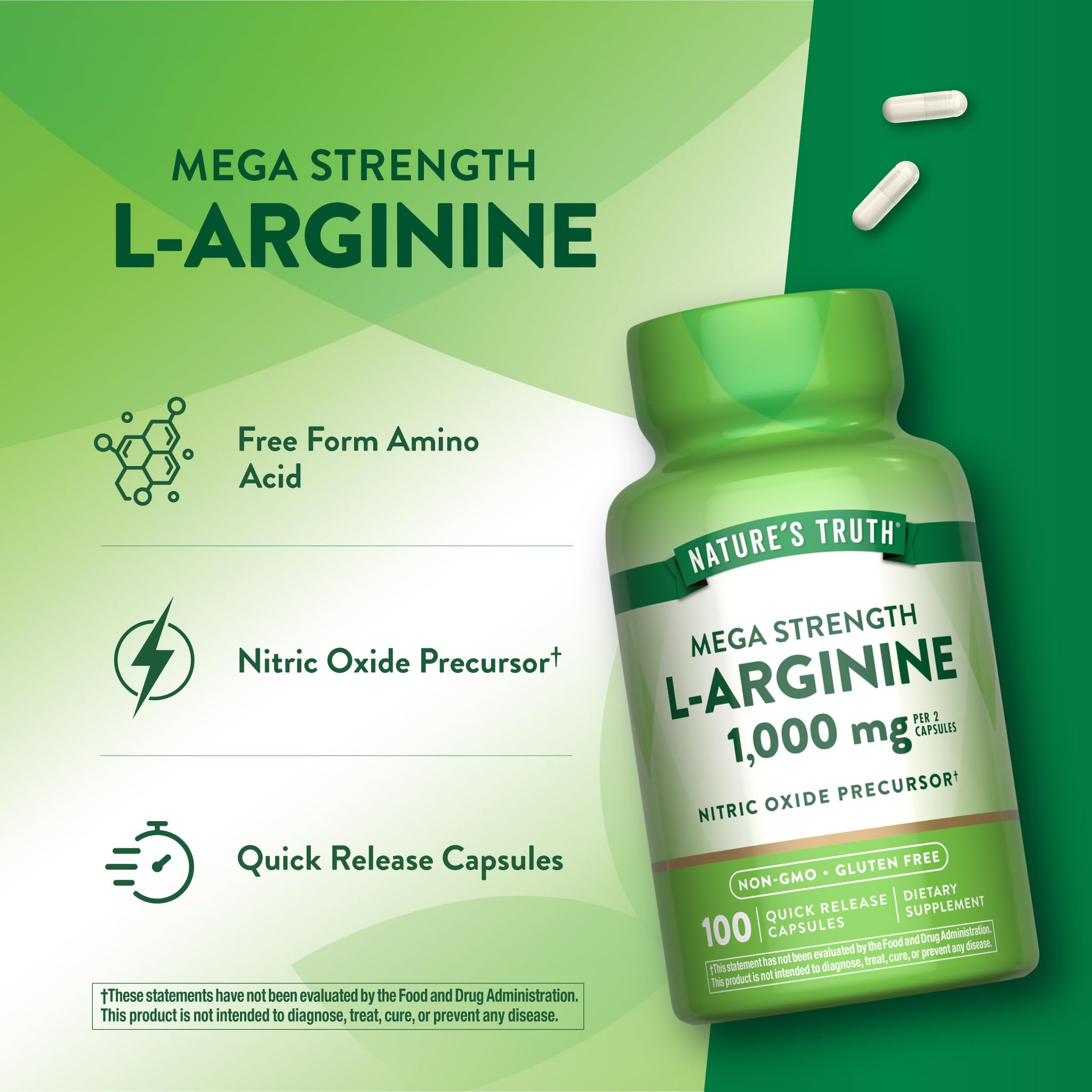 Nature's Truth L-Arginine 1000mg | 100 Capsules | Mega Strength — Amazon image 5