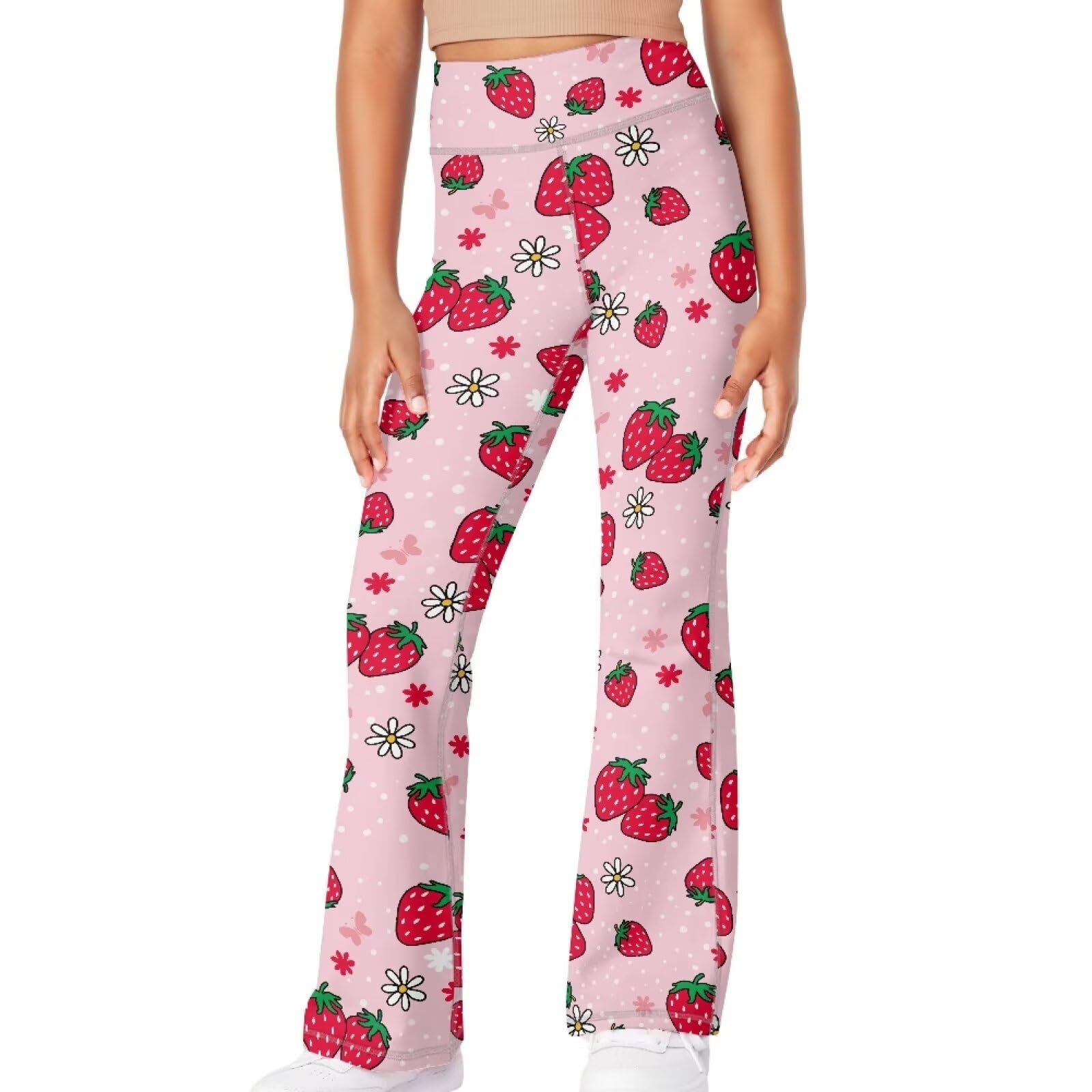 Girls Leggings Floral Print High-Waisted Flared Pants 5-14 Years