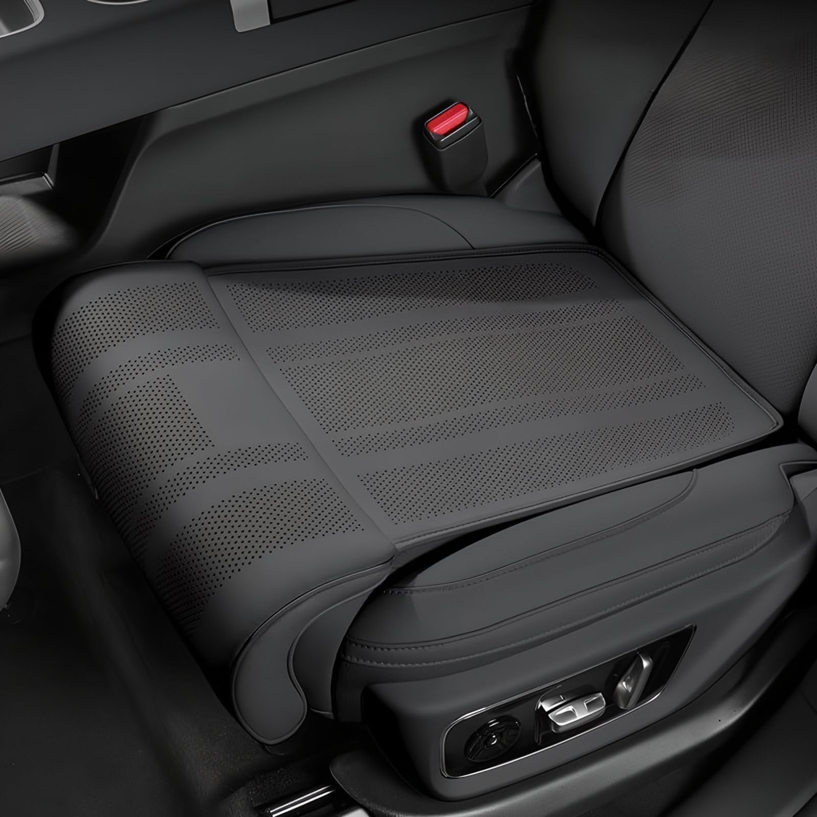 VAPORVERSE Car Seat Extender Cushion for Peugeot 3008 E3008 P64 2024 2025, Leg Support Pillow PU Leather Comfortable Driving Knee Extension Pad,Black