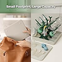 Vista 6 de haakaa Estante de secado portátil para biberones con bandeja, árbol de secado de botellas que ahorra espacio para botellas/piezas de bomba/chupetes