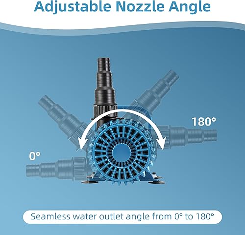 Miniatura 4 de Bomba de estanque de 1600 GPH para estanques al aire libre y jardín acuático, dirección de flujo ajustable de 180, bomba de fuente ultra silenciosa