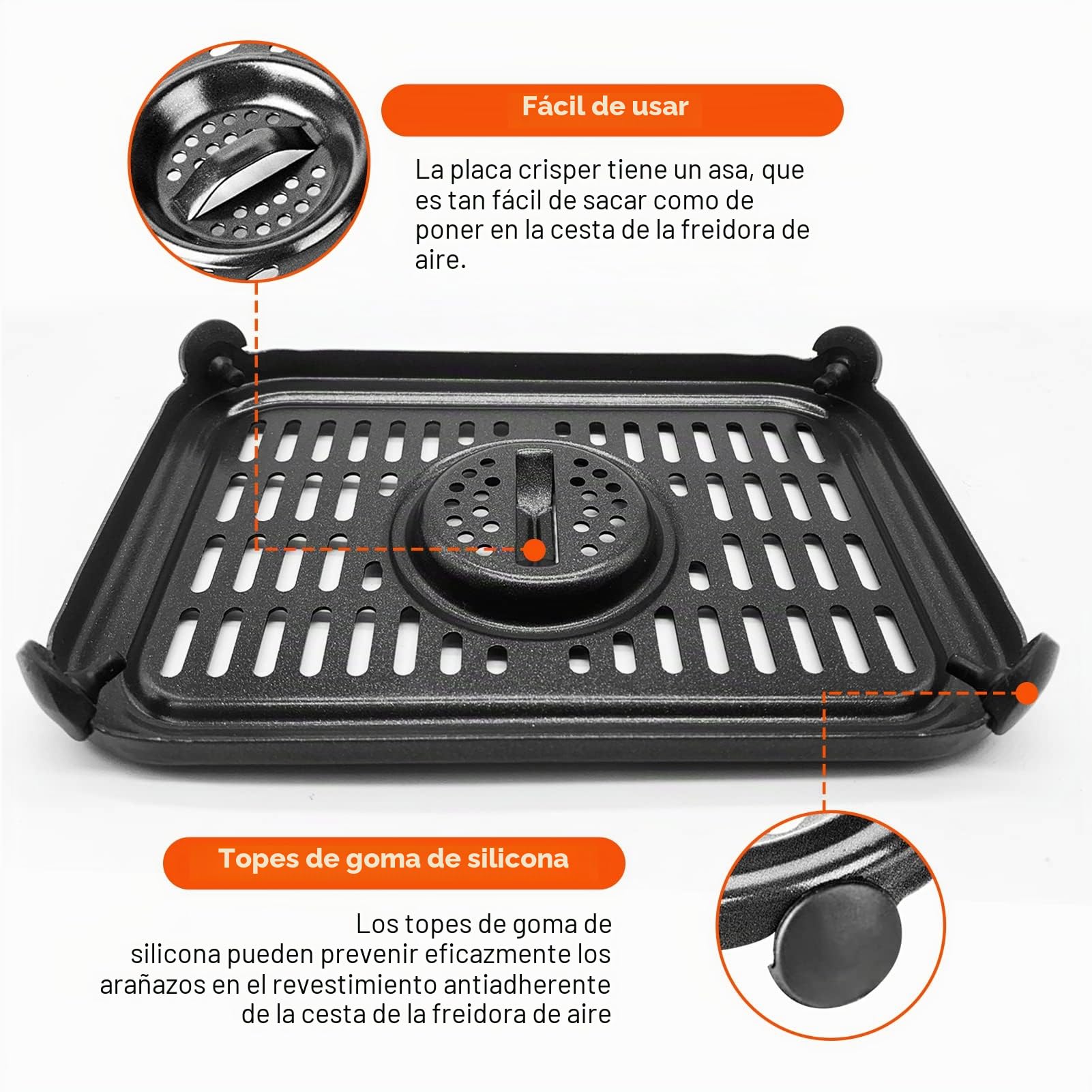 Bandeja de freidora de aire para freidora de aire ninja, 2 paquetes de accesorios de bandeja de freidora de aire reemplazable, adecuado para freidora de aire Ninja Foodi AF300EU 6 in 1 7.6L