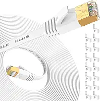 Cabo Ethernet de 7,6 m, suporta cabo Ethernet longo de design plano Cat 8/Cat 7, cabo de rede RJ45 blindado para roteadores, PS4, compatível com versões anteriores com Cat 6e/Cat6/Cat 5e/Cat5