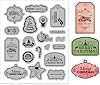 GLOBLELAND Christmas Label Cling Rubber Stamp 7.09x8.66inch Christmas Words EVA Stamps Embossing Stamp Seal Rubber Stamps for DIY Scrapbooking and Card Making Paper Craft Decor