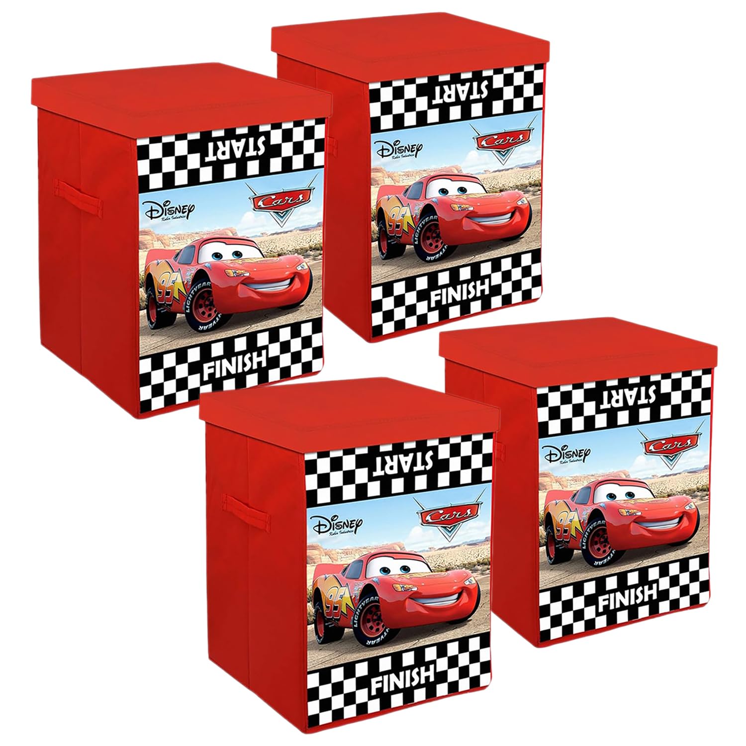 Kuber Industries Pack of 4 Foldable Laundry Basket for Clothes with Lid | Disney MC Queen Car Print | Cloth Storage Box for Washing | Toy Storage Organizer | 45 LTR | Red (B0D7CTHRNP) Amazon Price History, Amazon Price Tracker
