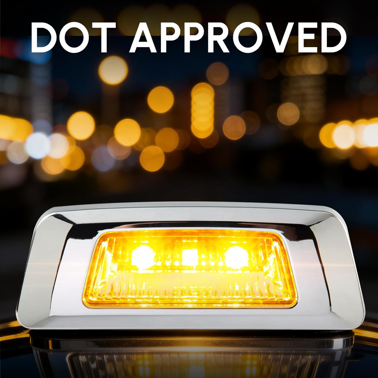 2PCS Side Marker LED Light Fits for Kenworth T680 T700 T880 Semi-Truck Clear Lens Chrome Bright Amber Full LED Fender Marker Light Driver and Passenger Side