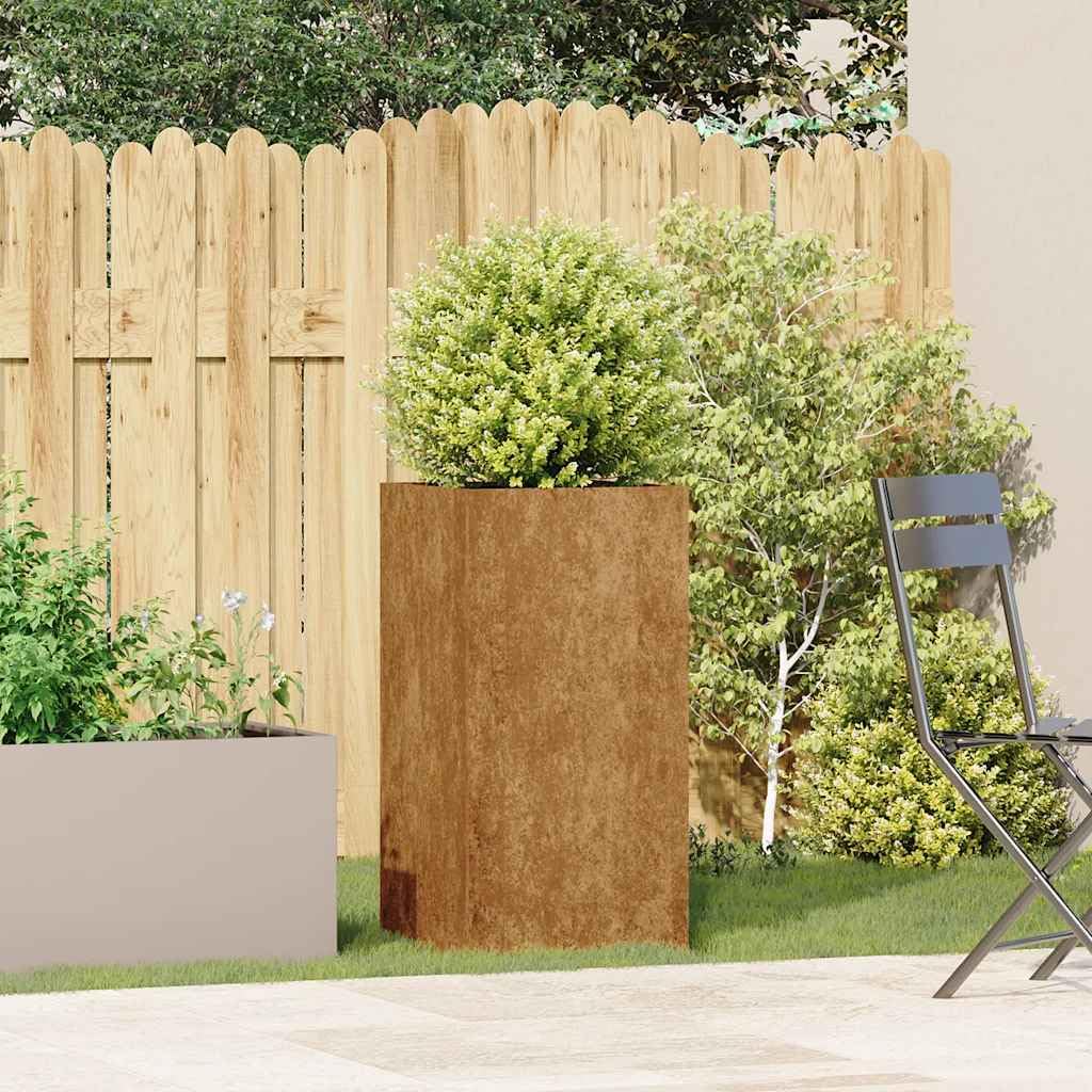 Fioriera, Rialzato da giardino Contenitore per piante Fioriere da esterno Vasi per piante Adatto per Patio Giardino Caffetterie Bar Arrugginita 40x40x80 cm in Acciaio Corten
