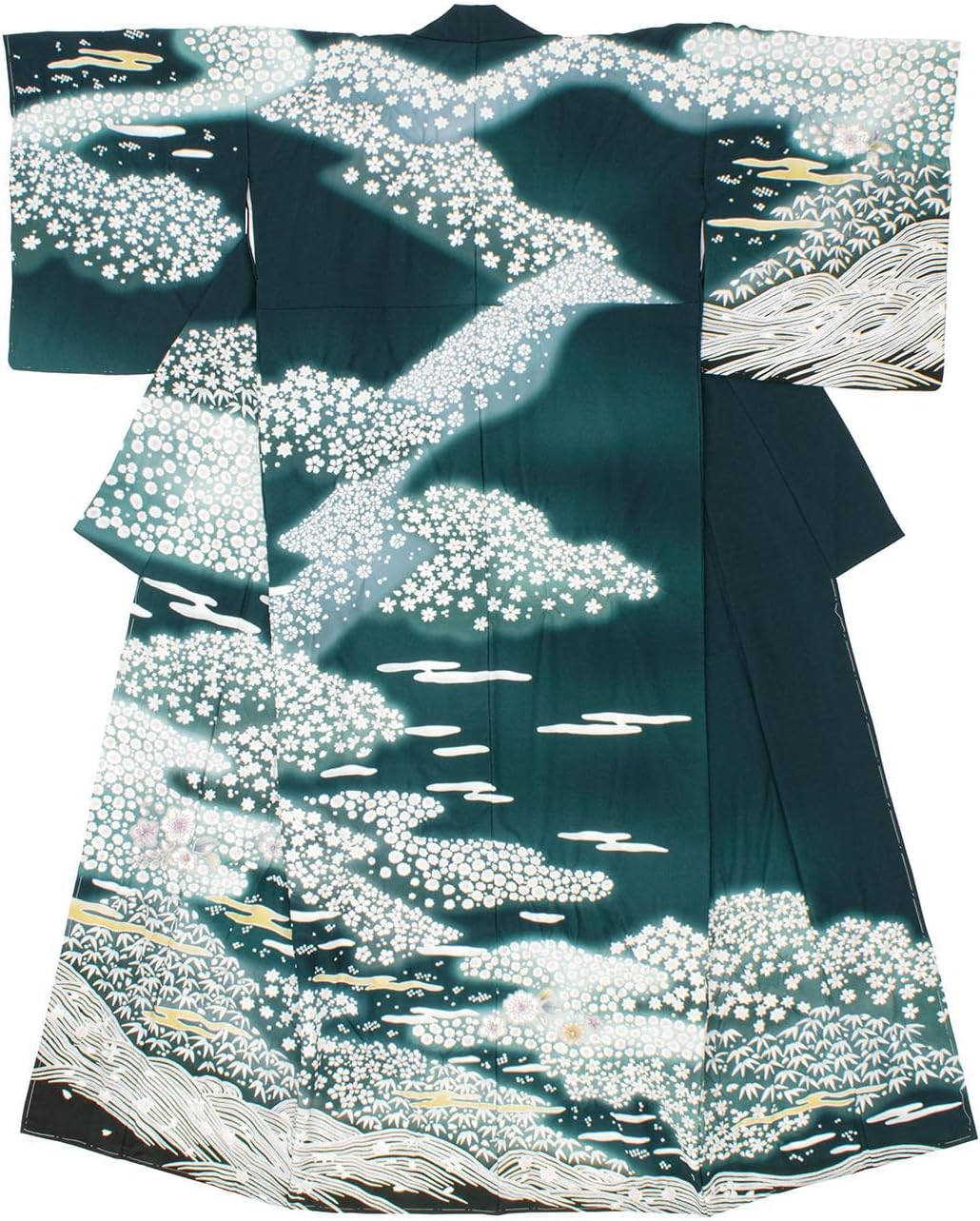 櫻間青厓【遊鯉之図】絹本 掛軸（杉原夷山／清水退軒） Shiki sansui