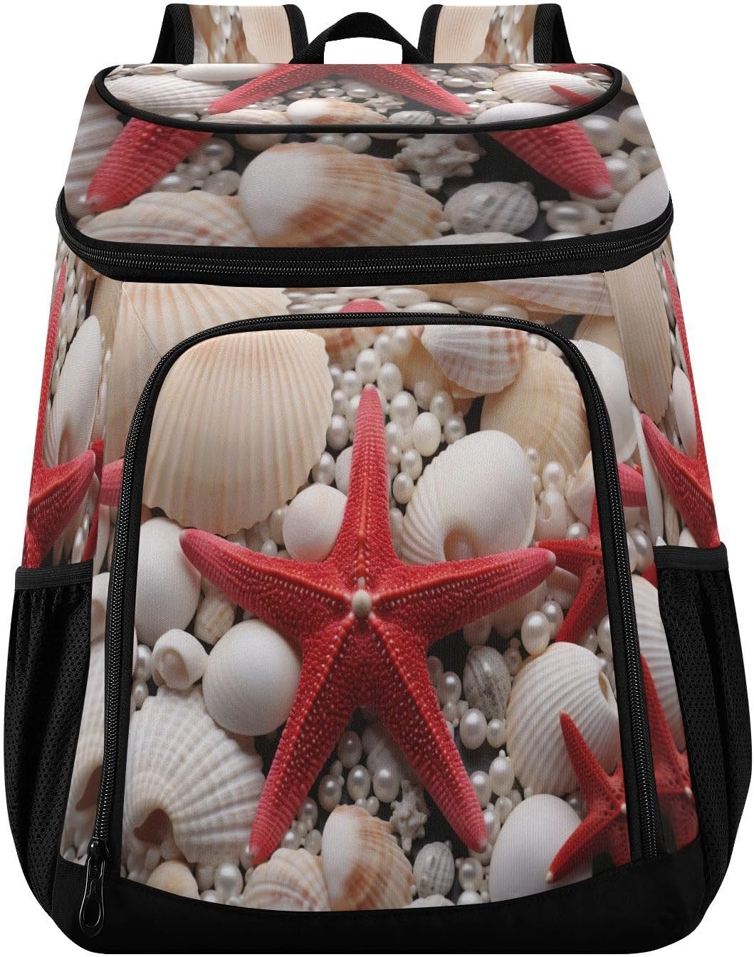 Red Starfish Cooler Backpack 36 Cans Leakproof Waterproof Backpack Cooler Bag Beach Accessories Travel Camping Fishing Backpack for Women Men