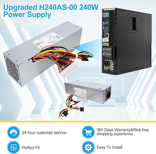 Miniatura 7 de S-Union Fuente de alimentación de repuesto de 240 W para Dell OptiPlex 390 790 960 990 3010 9010 Sistema de factor de forma pequeña SFF H240AS-00