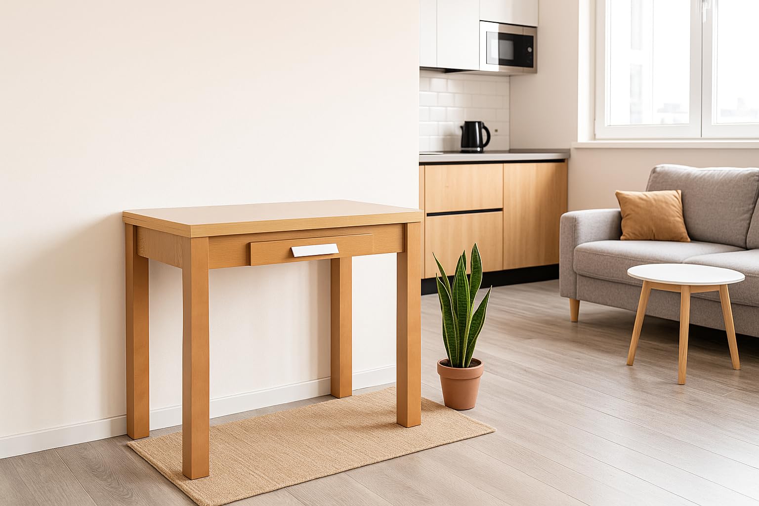 MOMMA HOME Mesa de Cocina - Modelo HENA - Color Roble/Roble - Material MDF/Madera - Medidas 80 x 40/80 x 76 cm