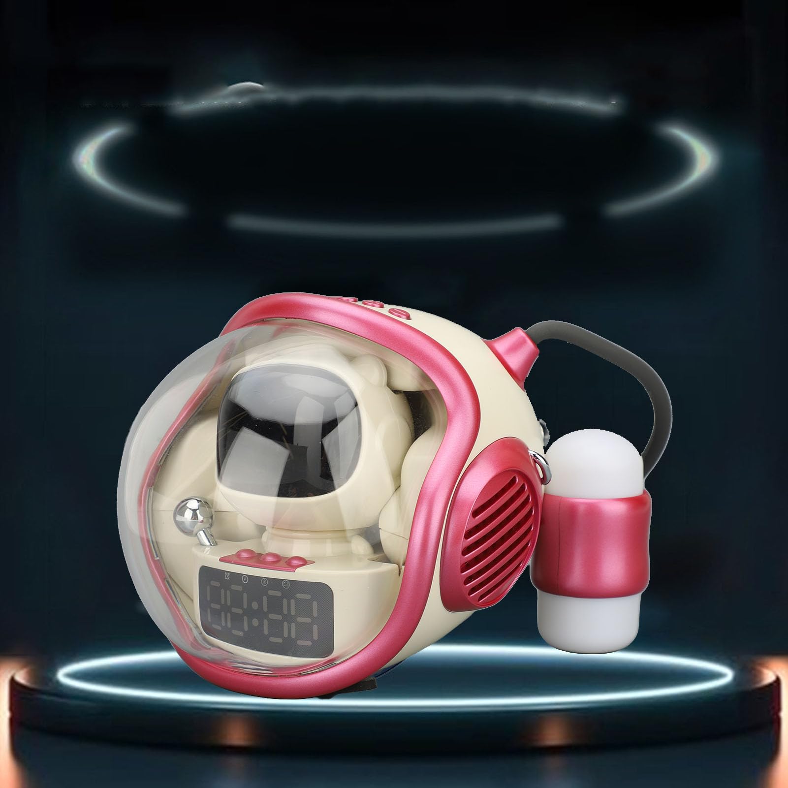 Chiyyak Raumschiff-Bluetooth-Lautsprecher, Niedlicher Dekorativer RGB-Licht-Smart-Wecker für Zuhause und Büro, ABS-Material (Rosa)