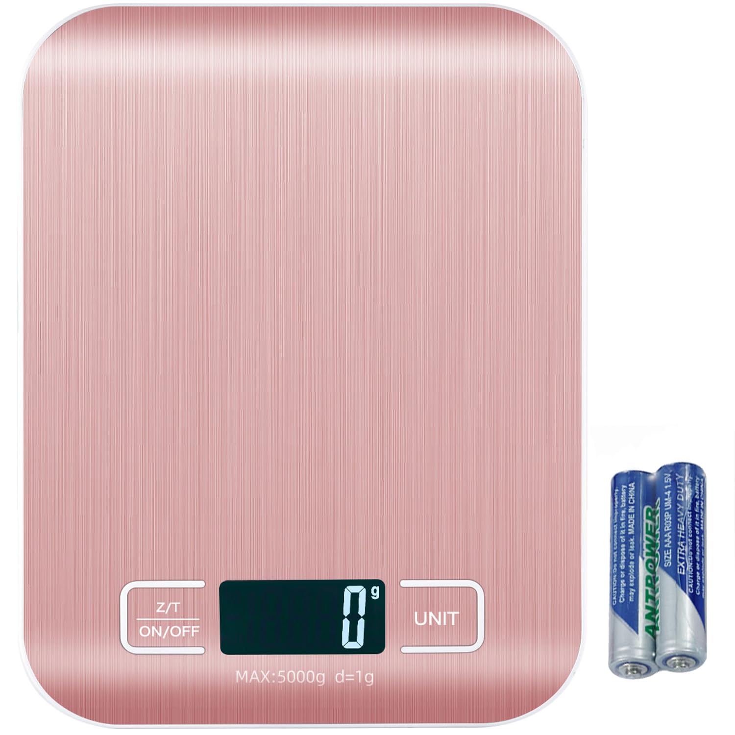 Kitchen Scale, 11 lb Digital Food Scales with Batteries, 5 Units with Tare Function, Touch Button, Backlit LCD Display