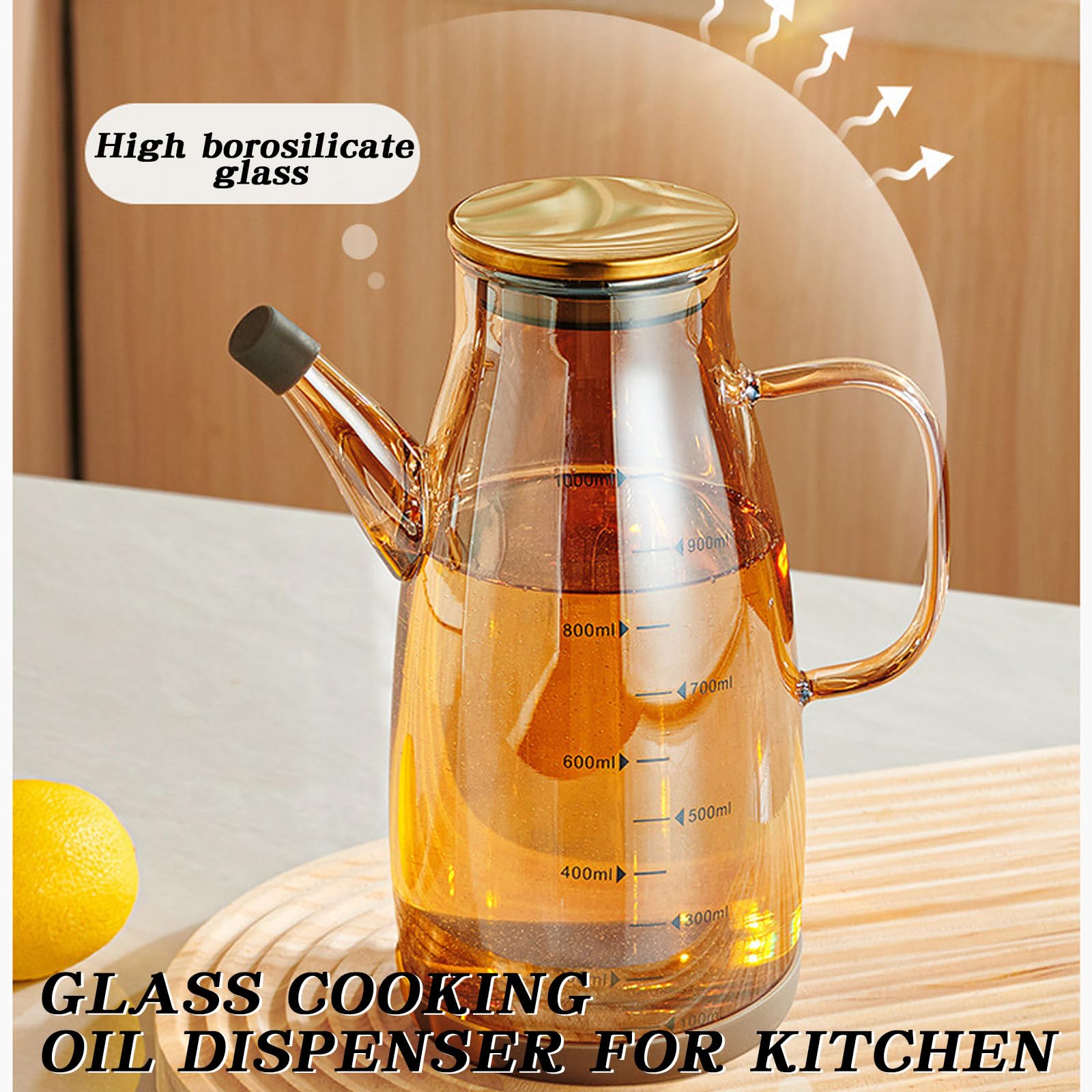 Bottiglia dispenser per olio con beccuccio antigoccia, dispenser di olio da cucina, dispenser per olio e aceto, bottiglie per cucinare, friggitrice, insalata, gadget da cucina (trasparente, 800 ml)