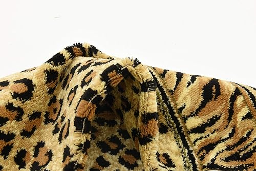 Miniatura 7 de Unique Loom Wildlife Collection - Alfombra inspirada en animales con diseño de bordes de guepardo, 4 x 4 pies, marfilnegro