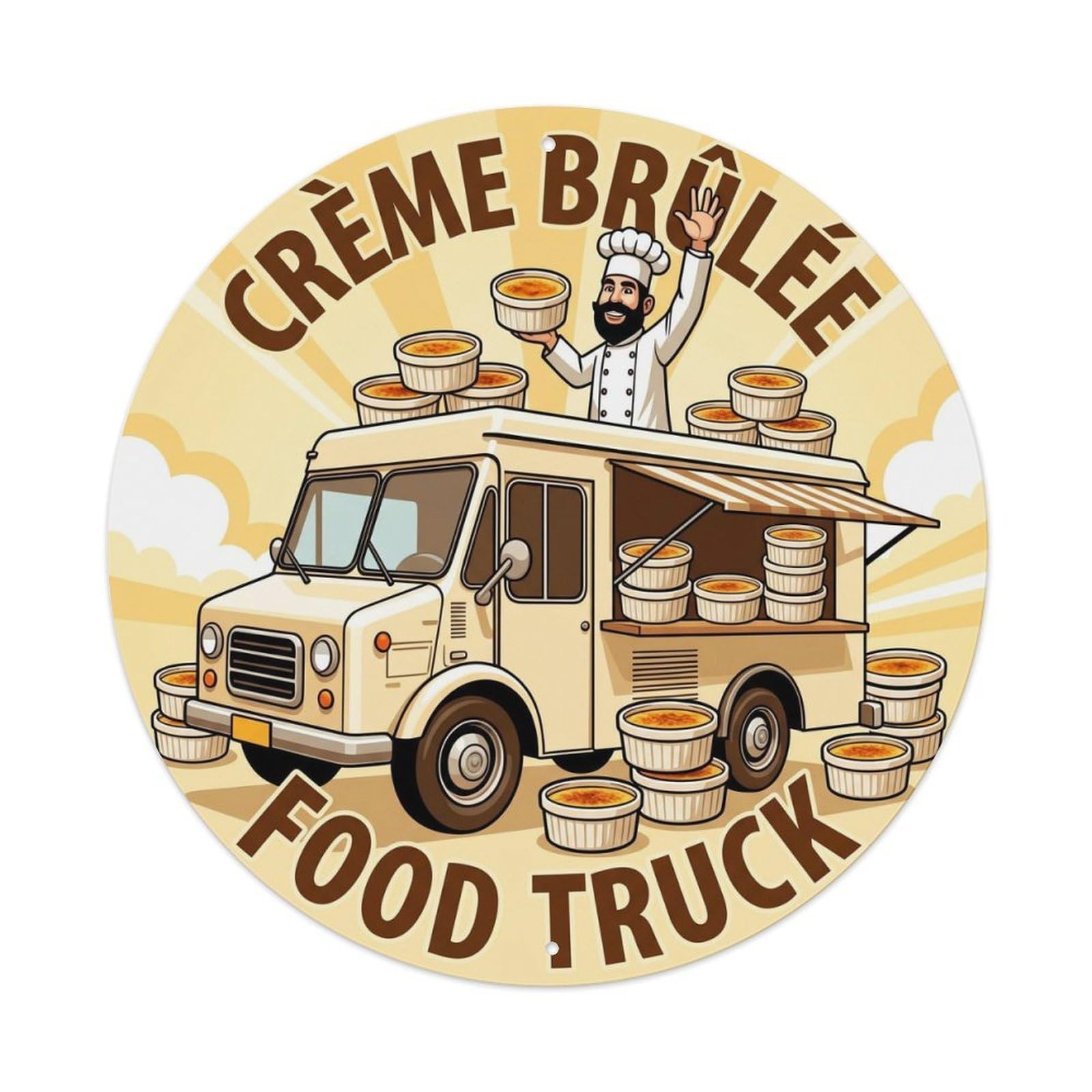 France Creme Brulee Food Truck Vintage Chef Artwork Metal Tin Sign