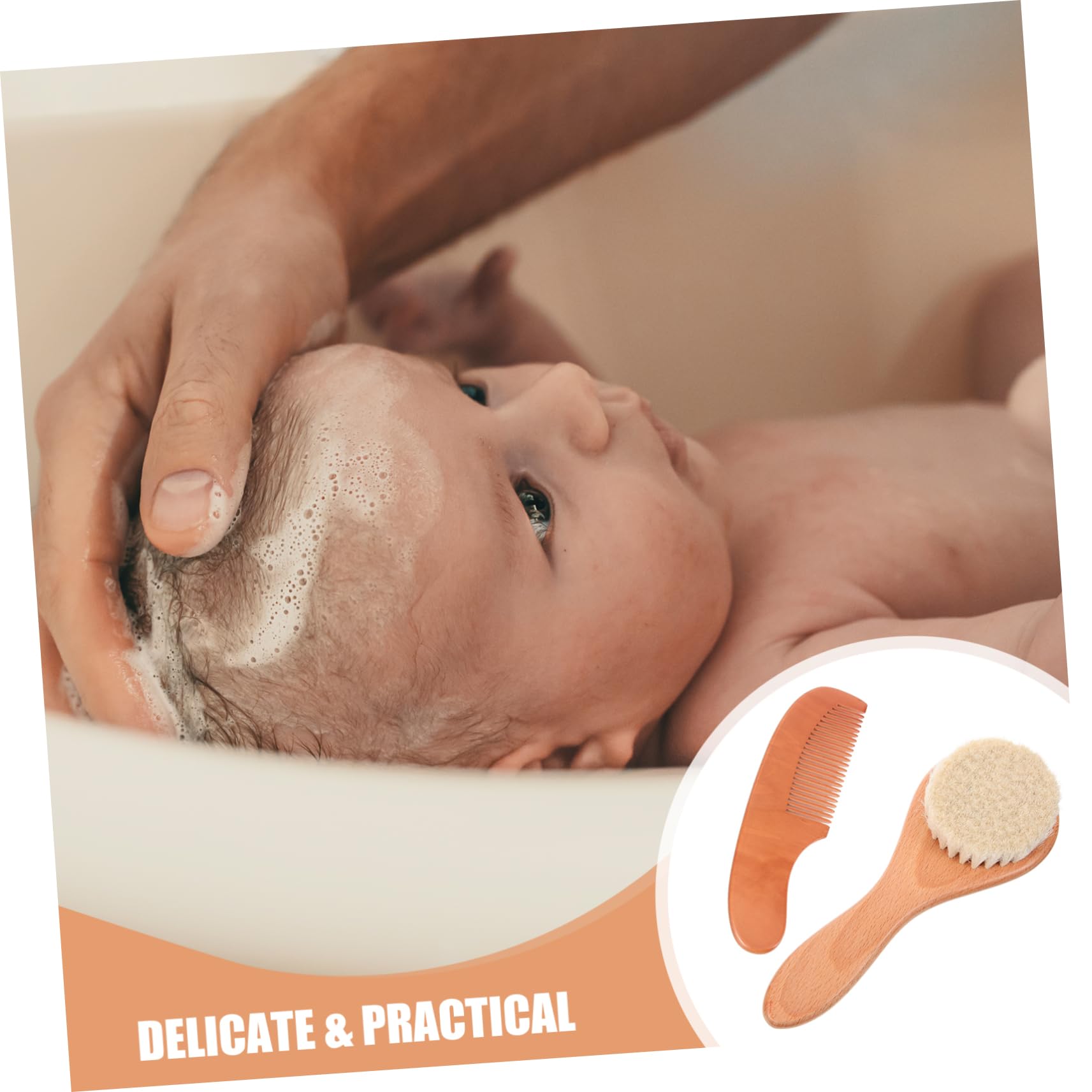 RORPOIR Wool Brush and Comb Set for Newborn Baby Hair Brush Set Hair and Comb Wooden and Kit