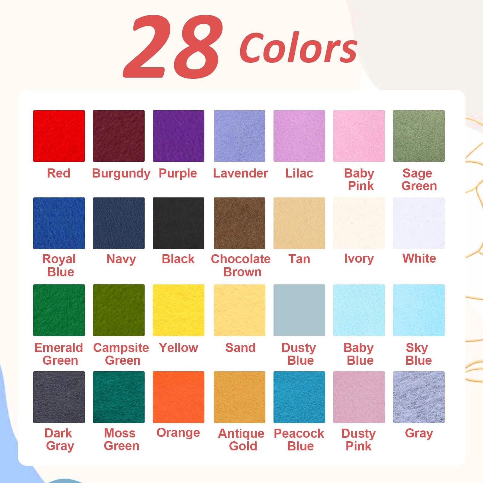 XSEINO Moss Green Large Felt Fabric 108" X 36 "(3 Square Yards), 1.4 mm Thick Soft Felt Fabric Sheet for Crafts, Green Series Colors Soft Nonwoven Fabric, Fit for Decoration, Sewing, DIY Crafts - 4