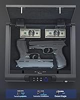 Vista 5 de Caja fuerte para pistolas, caja fuerte biométrica para pistolas de 3 formas de desbloqueo con identificación de huellas dactilares, PIN digital