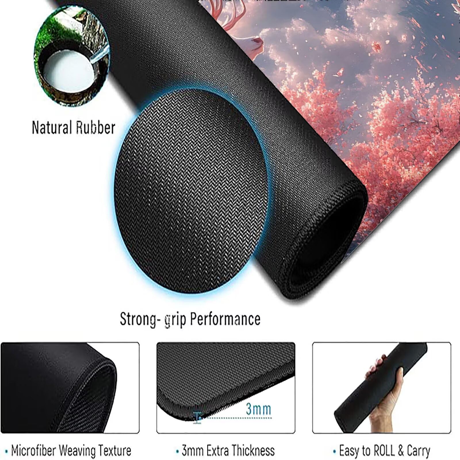 Podkładka pod mysz różowa XXL 1600 x 800 mm mata biurkowa dla zwierząt jednoczęściowa gumowa podstawa antypoślizgowe krawędzie akcesoria biurowe przyszyta mysz do komputera biurowego T665
