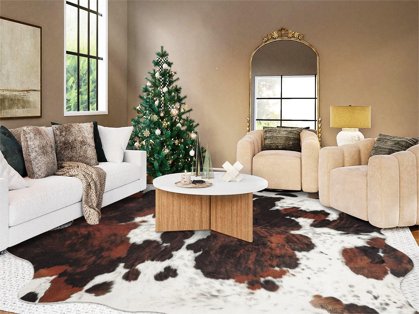 Premium Cowhide Rug Cute Cow Print Rug 6.2x5.2 Feet Cow