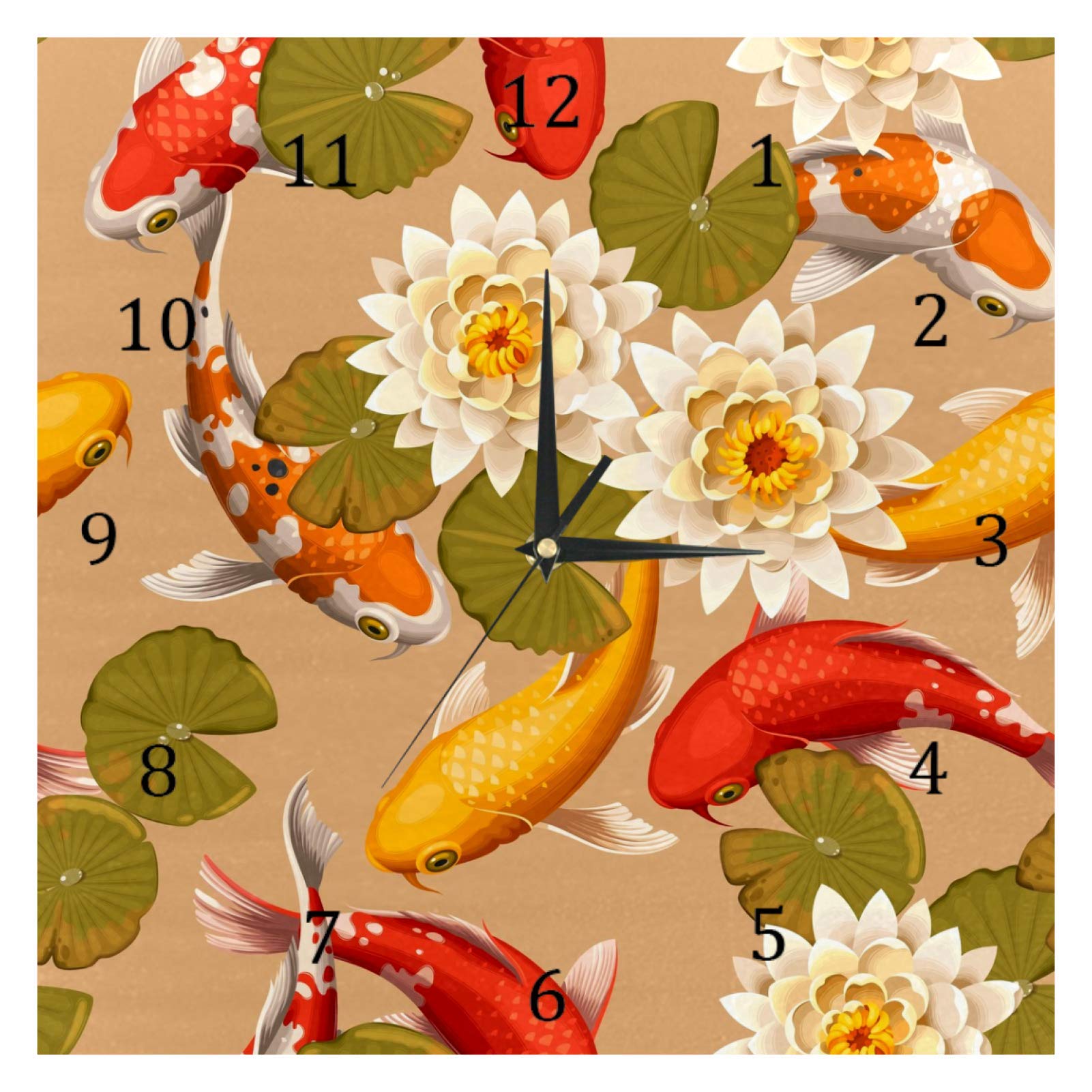 Horloge murale Koi Carp Fish lotus horloge numérique à piles salon