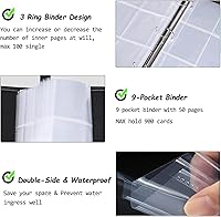 Vista 6 de Carpeta de tarjetas de baloncesto con mangas, 900 bolsillos para tarjetas intercambiables, 9 bolsillos con 50 fundas extraíbles con cremallera