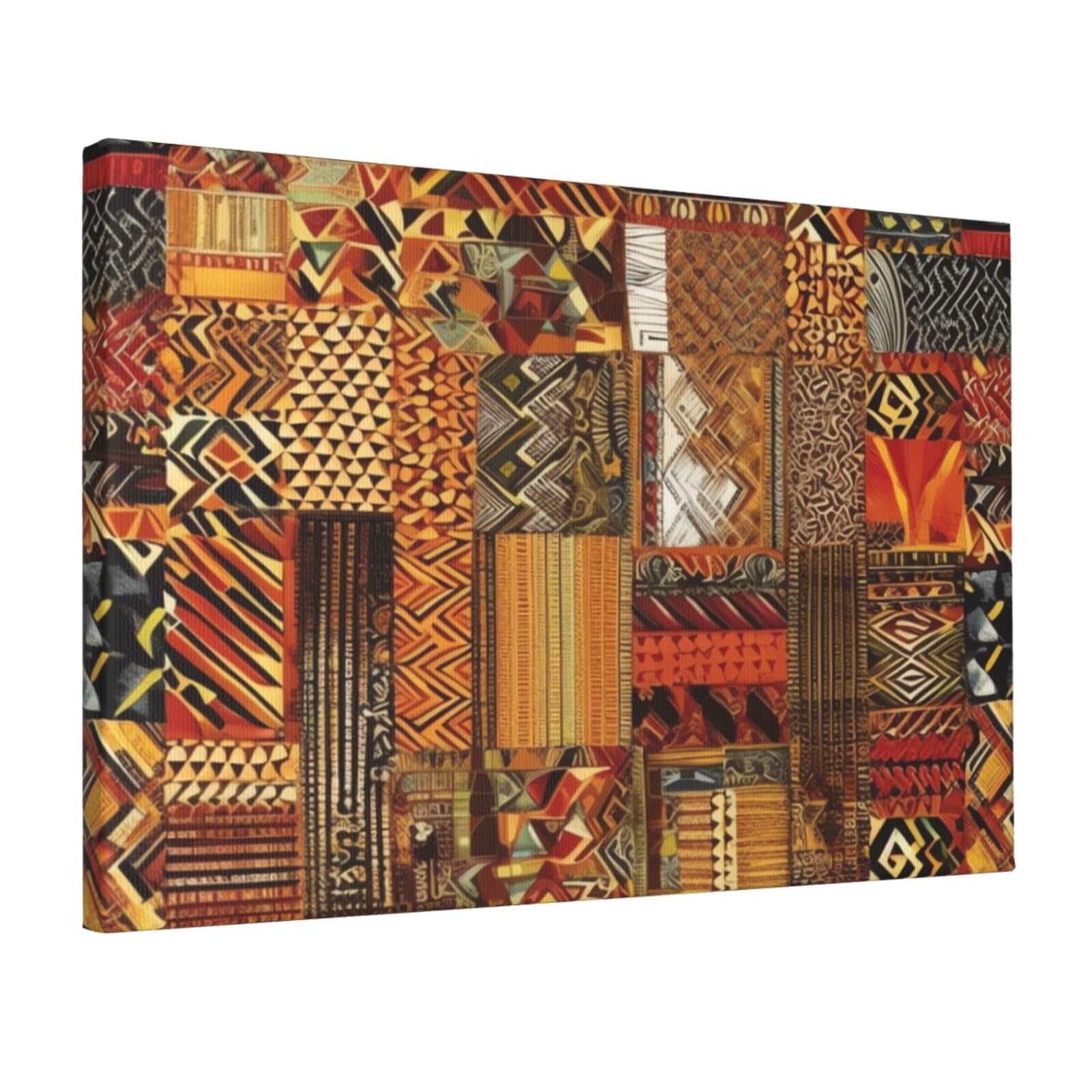 Tableau patchwork africain de qualité supérieure, art moderne sur toile - 8