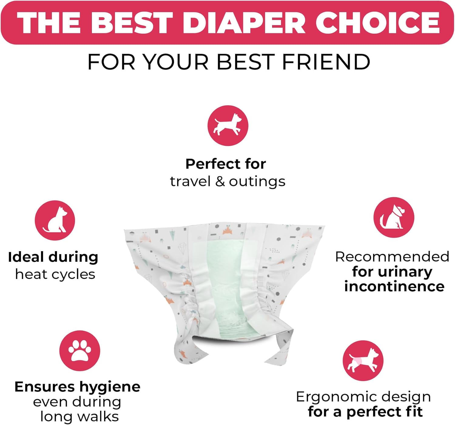 Dog’s Care Disposable Dog Diaper Bundle – Male & Female – Ultra-Absorbent, Comfortable Fit – Size M – 48 Count Each (96 Total)