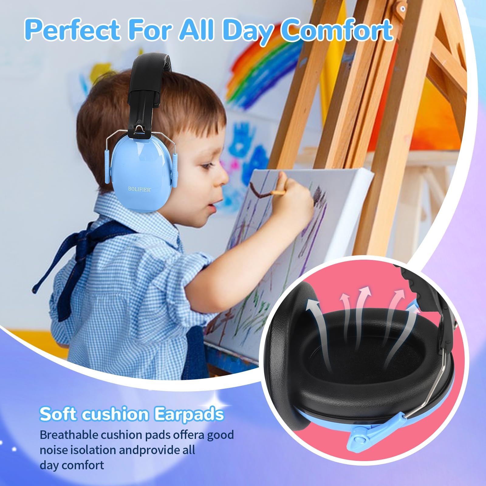 BOLIFIER Kids Ear Defenders for Children,3 Pack Safety Earmuffs Ear Protectors Noise Reduction Headphone Ear Protection Earmuffs for Boys Girls - Image 3