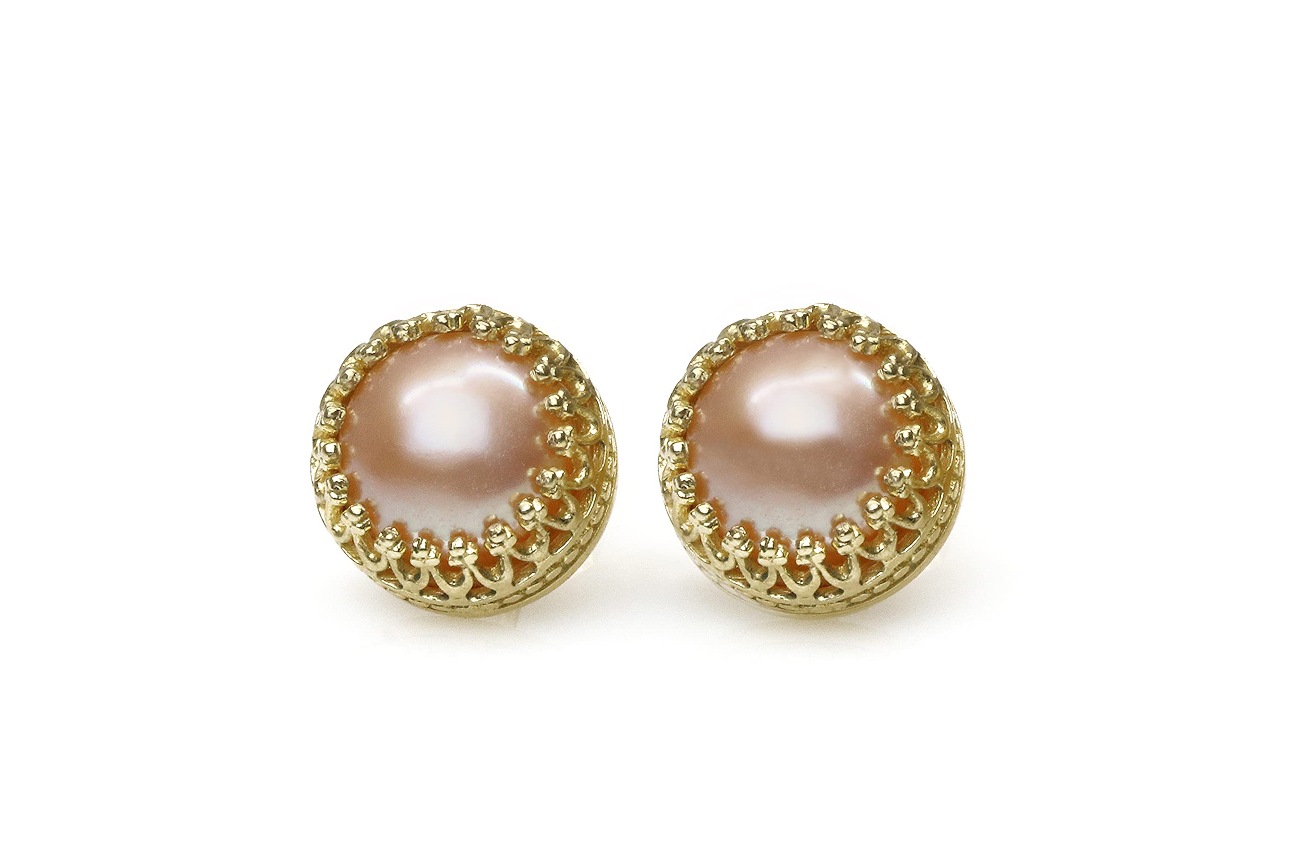 Squisito Rotonda Orecchini di Perla Rosa - Giugno Pietra Natale Orecchini di Perla Studs per le Donne e le Ragazze - Matrimoni, Compleanni, Anniversari - con Kit Regalo Fantasia