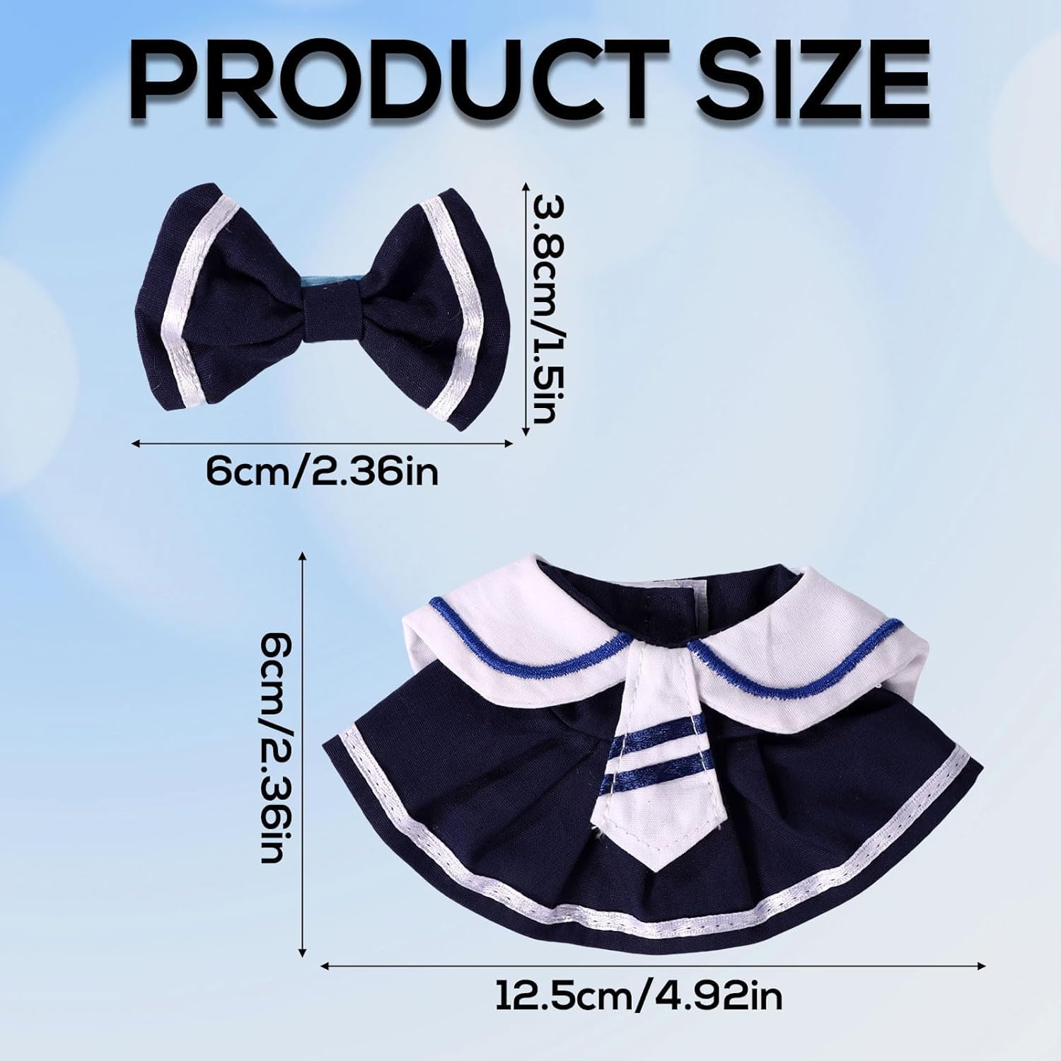 17cm Doll Clothes,Clothes for Dolls Outfit,Accessories for 17cm Dolls Clothes,Cute Clothes for Dress up Unique Style,1 Big Bow 1 Student Skirts Girl for Best Gifts No Doll Included (mult 3) - Image 2