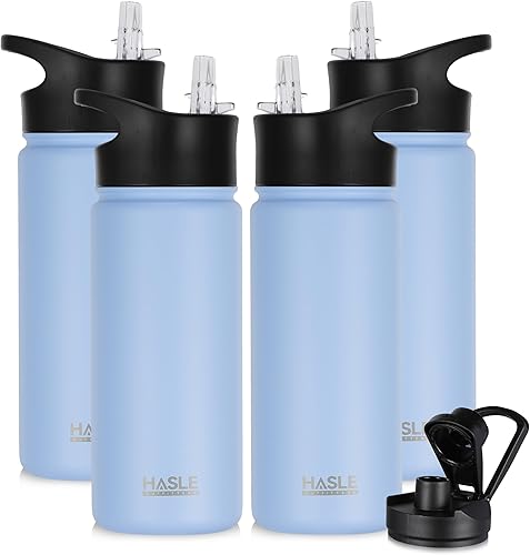Miniatura 10 de HASLE OUTFITTERS Botella de agua aislada de 16 onzas de acero inoxidable de doble pared al vacío, a prueba de fugas, boca ancha con tapa de popote