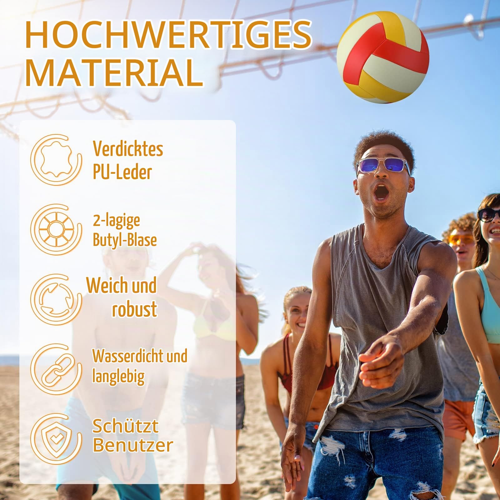3 Stück Volleybälle, leuchtet im Dunkeln, offizielle Größe 5, mit Pumpe und Netztasche, wasserdicht, weich beleuchtet, Volleyball für Kinder, Jugendliche, Erwachsene, Training, Geschenk