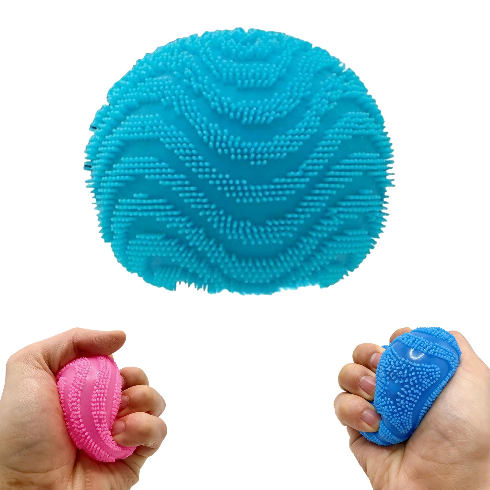 FDEFIRTFG Squeeze toys, Fuzzball Fidget Stress Toy, Fuzz Ball Squishy, Drop(Blue)