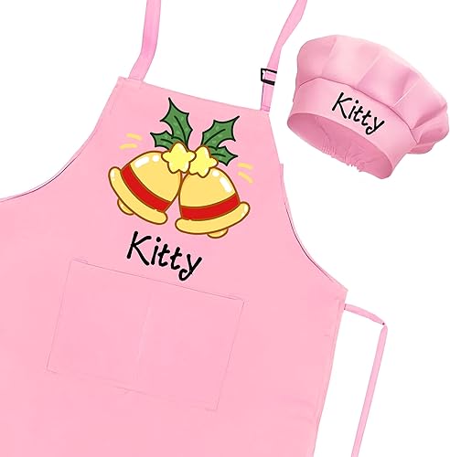 Miniatura 6 de Juego de delantal personalizado y sombrero de chef con nombre personalizado para niños y sombrero de chef ajustable para cocinar, hornear, cocina,