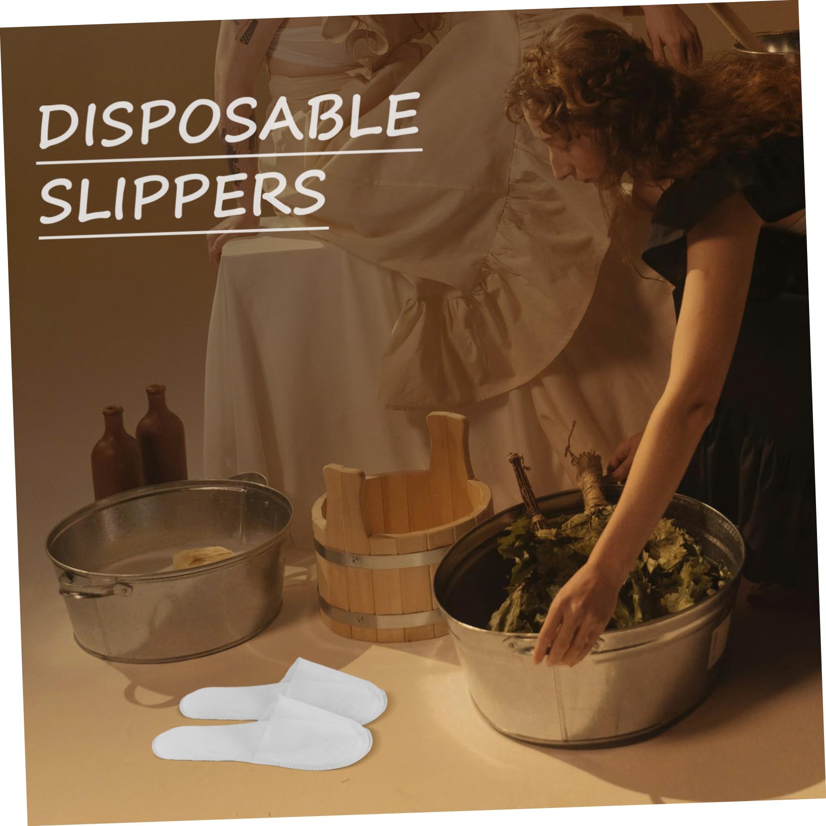CIYODO Disposable Slippers 10 Pack Non-woven Spa Slippers for Men Women White Closed Toe