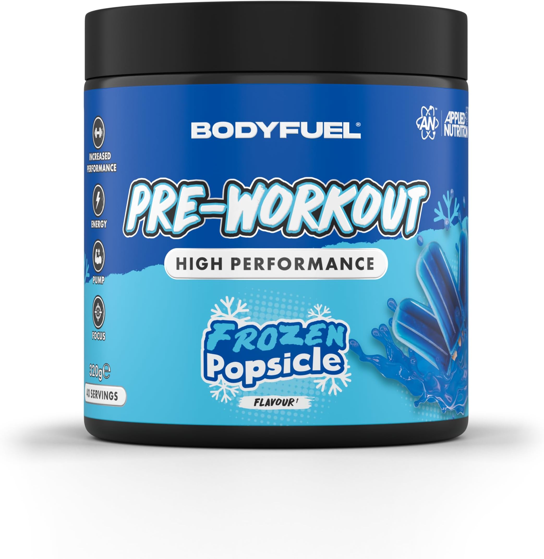 Applied Nutrition BodyFuel Pre-Workout Powder - Energy, Strength & Endurance Booster with Creatine, Citrulline & Beta-Alanine Sugar-Free Pre-Workout (320g - 40 Servings) (Frozen Popsicle)