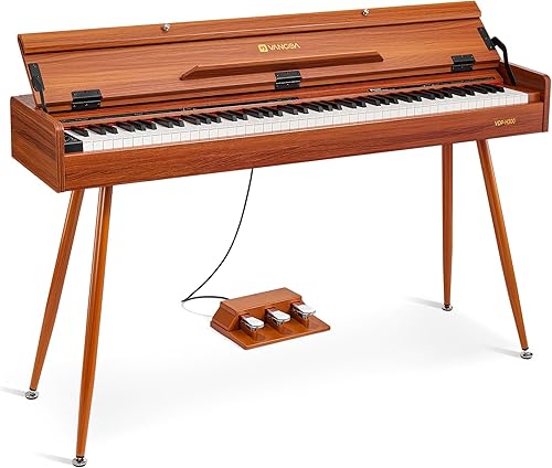Vangoa Piano digital de 88 teclas con peso, piano eléctrico de tamaño completo para principiantes, con soporte para partituras, pedal triple,