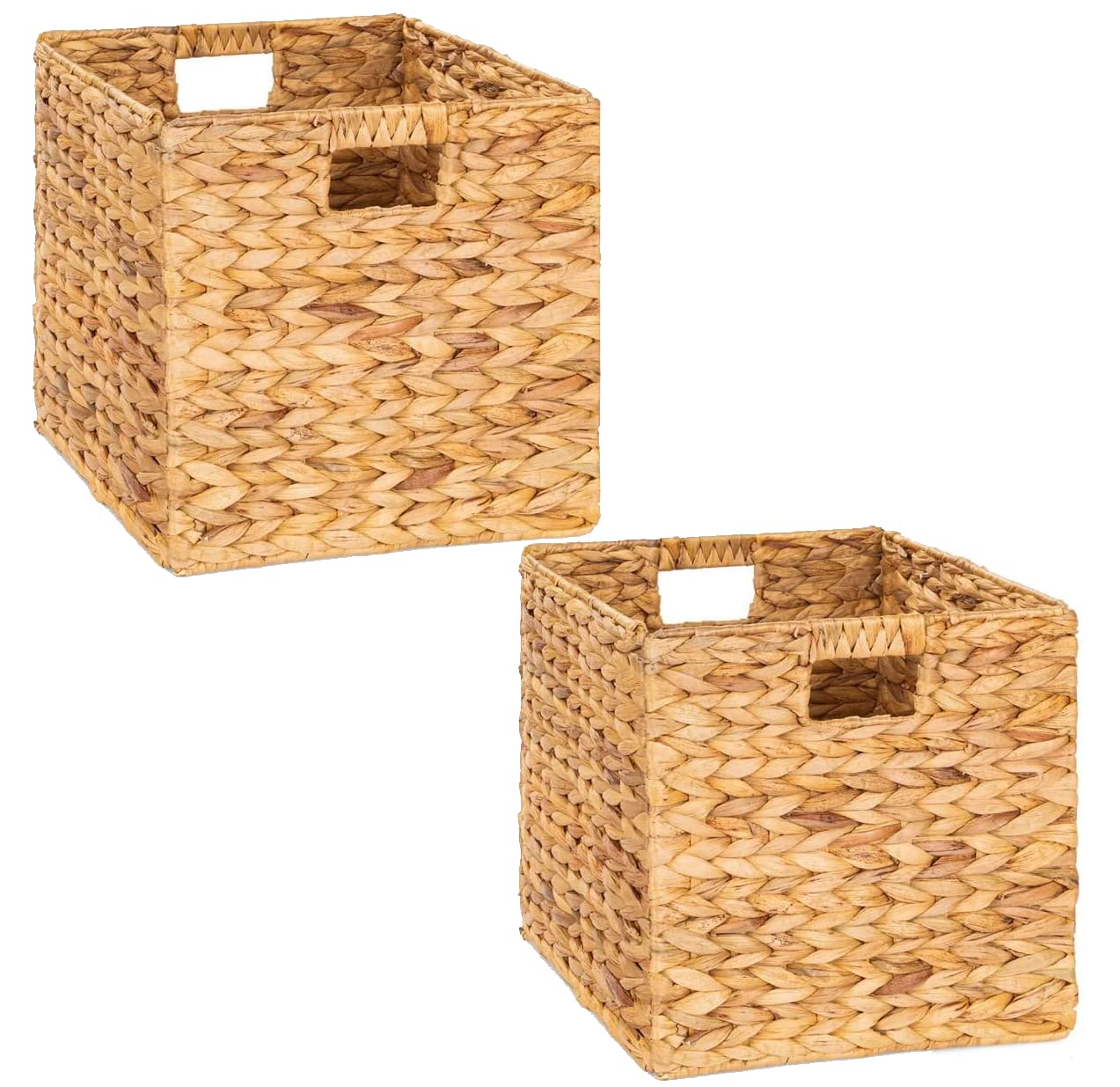 M4DECOR 12x12in Wicker Storage Baskets - Large Cube Storage Bins for Bedroom, Living Room, Nursery (2 Packs)