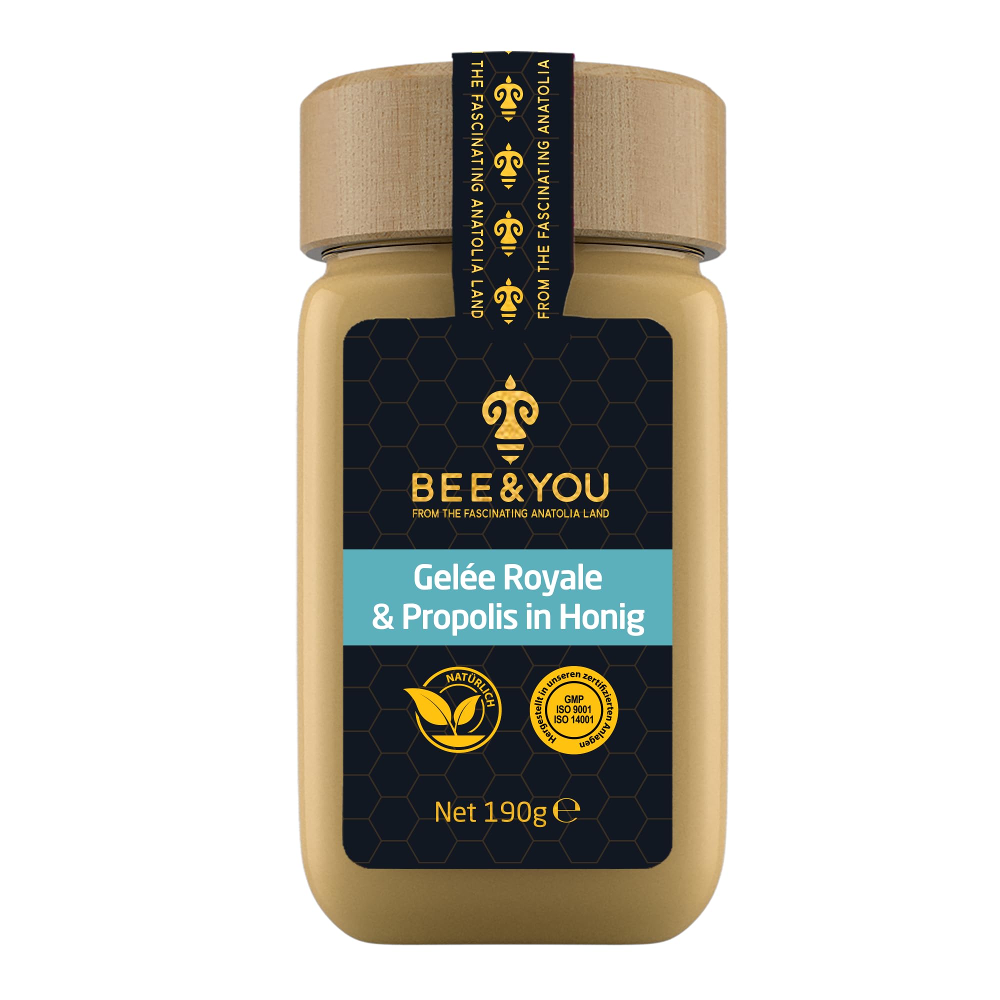 Bee&You Gelee Royale&Propolis in Honig,100% natürlich, ohne Zusatzstoffe,Roher Honig,fairer Handel,natürliche&kontrollierte Zutaten,33 Auszeichnungen, 12 Zertifikate