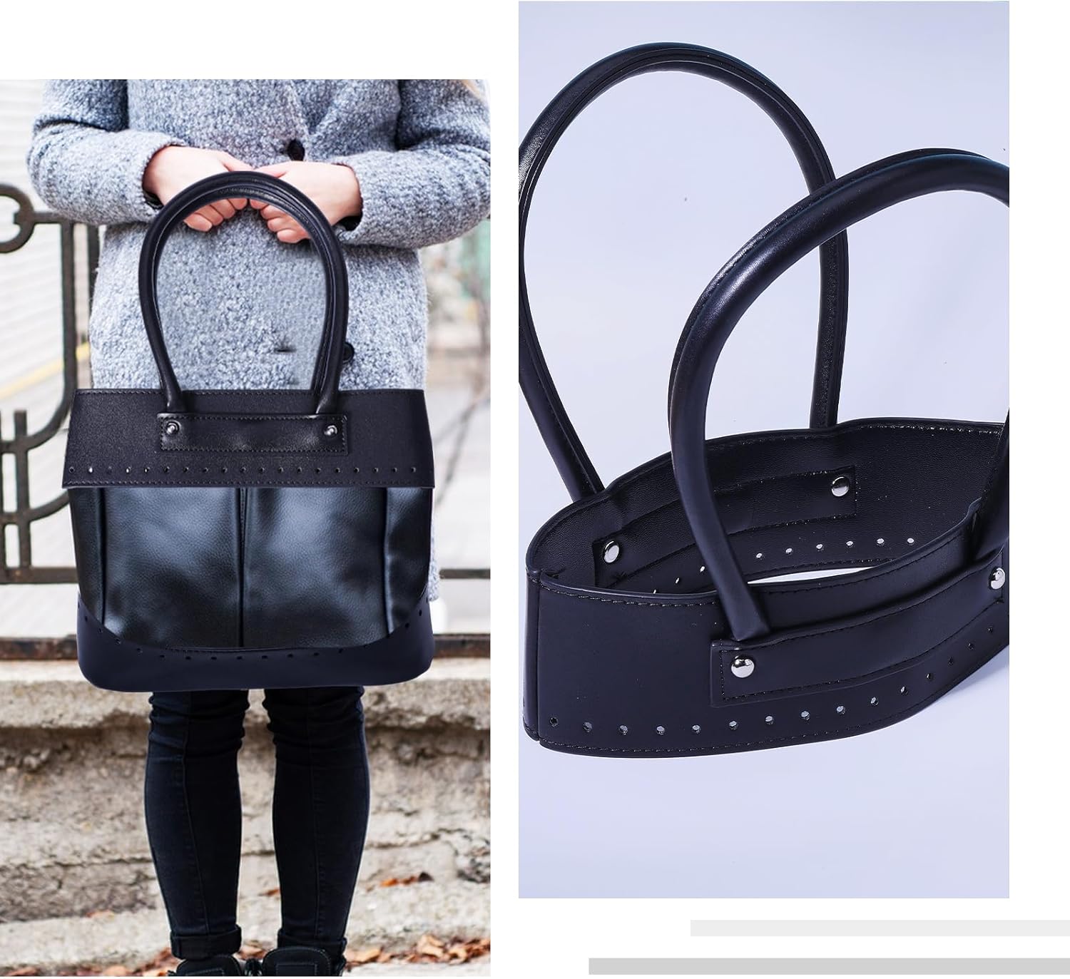 beinkmake PU Leather Handbag Making Kits Knitting Crochet Bags Bottom Shaper Bag Handle with Holes Set for DIY Purse Wallet Shoulder Tote Bags Backpack Making Repairing - Image 6