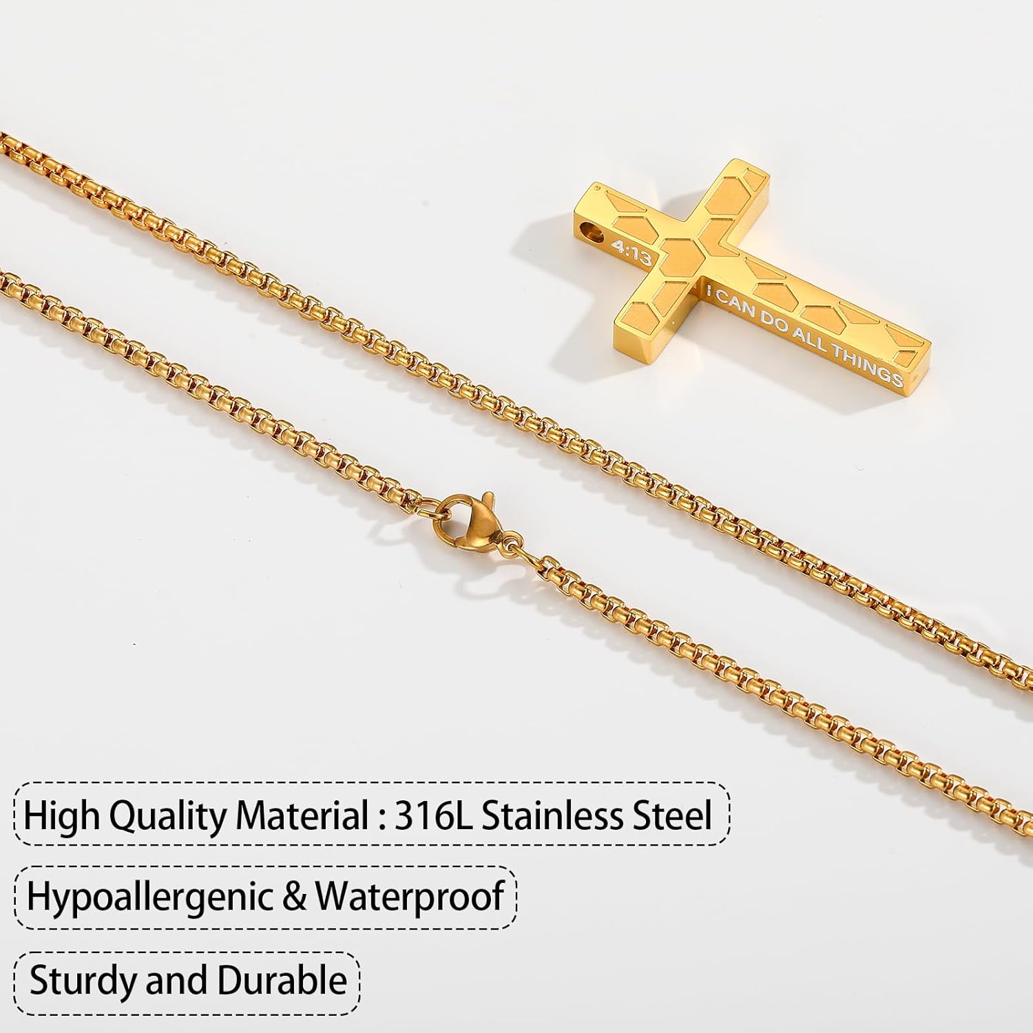 Soccer Cross Necklace for Boys Men, Cross with Bible Verse Stainless Steel Pendant Chain Christmas Birthday Game Day Christian Religious Jewelry Gifts for Son Kids Teenage Teen Stuff - Image 4