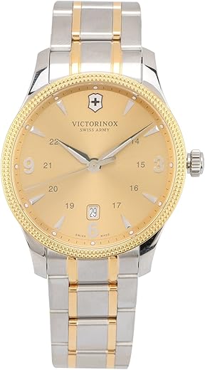 Victorinox Stainless Steel Analog Champagne Dial Men Watch-249092.1, Multi-Color Band