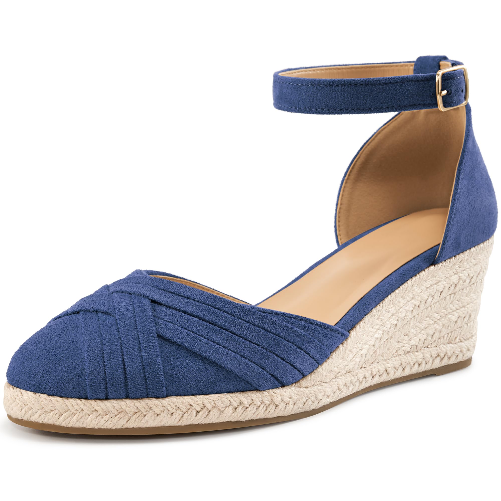 Womens Wedge Sandals Dressy: Ankle Strap Espadrille Wedges for Women - Casual Closed Toe Wedding Shoes