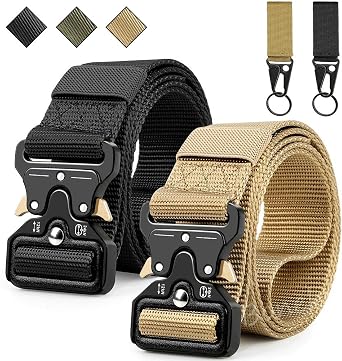 Military Belt, Men Tactical Belt with Quick Release Metal Buckle Ideal for military training and outdoor, police belts black
