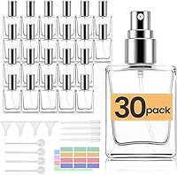 Easytle 30 Pack 15ml Clear Glass Perfume Spray Bottles - Refillable Travel Atomizers with Fine Mist, 80 Labels, 10 Funnels, Droppers & Dispensers